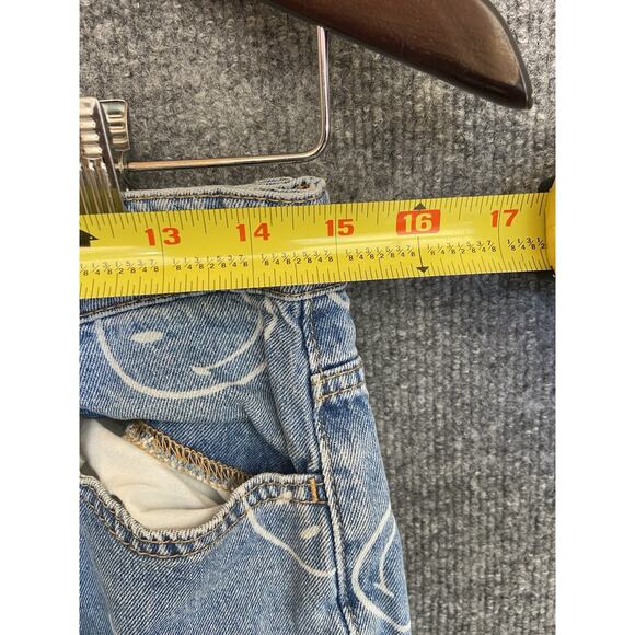 H&M Smiley Print High Waist Straight Wide Leg Denim Jeans Womens 4 - Picture 4 of 9
